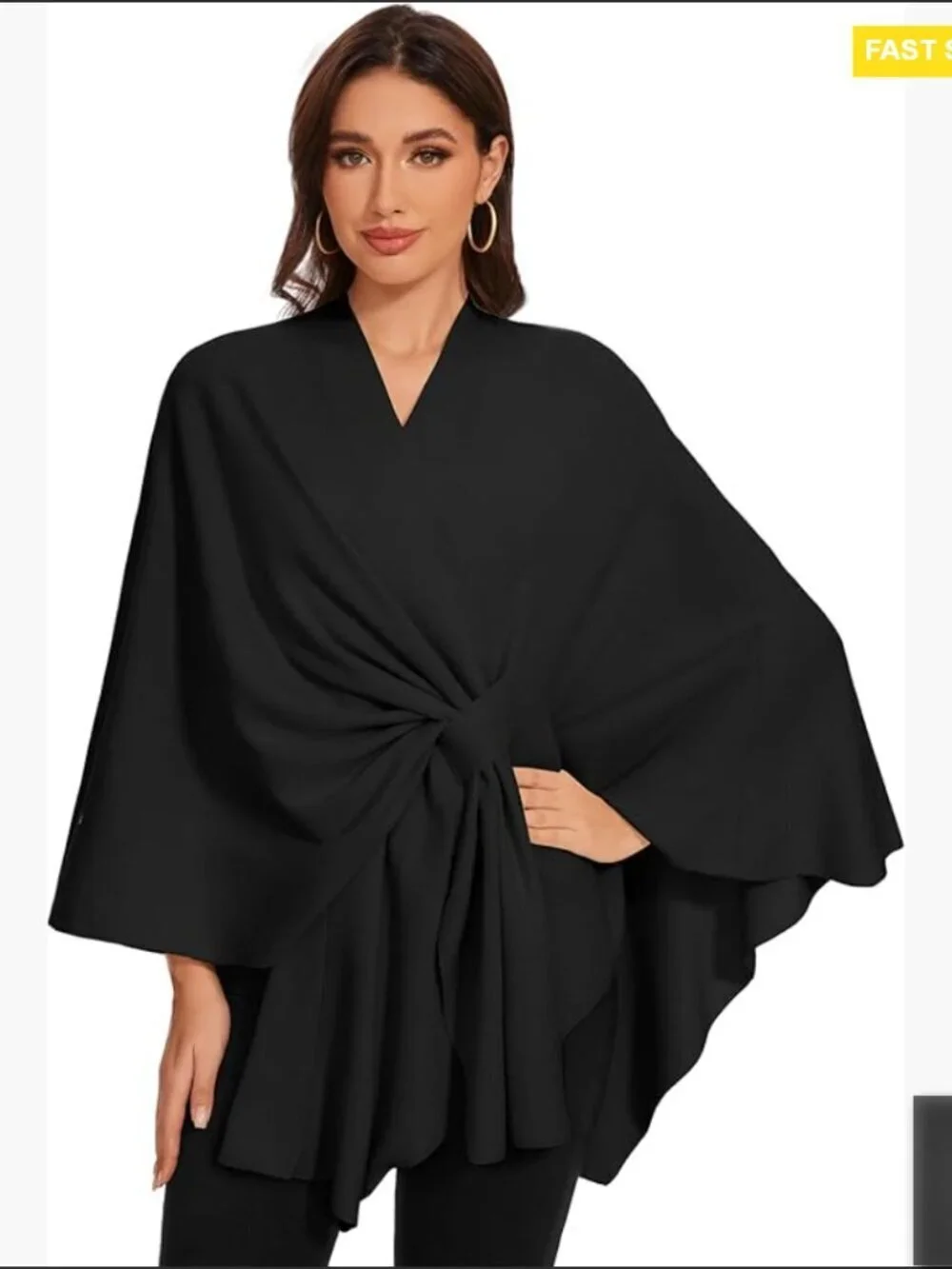 Knitted Cape Poncho Shawl Wrap Elegant Soft Warm 2-in-1 Design for Women